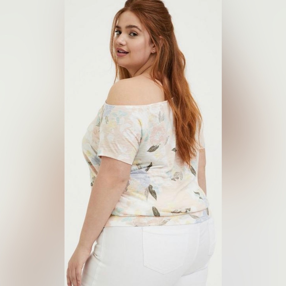 Torrid Size 3 Off-Shoulder Featherlight Slub Short Sleeve Tee